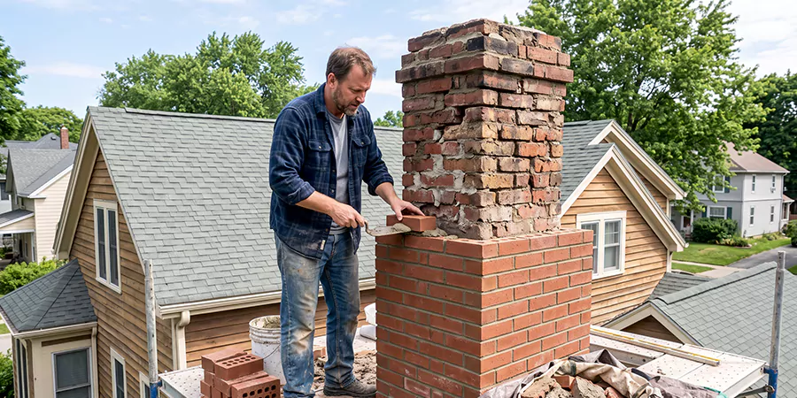 Old and Crumbling Brick Chimney Rebuild Buena Park