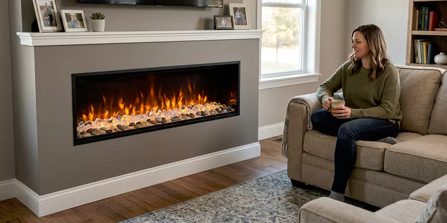 Electric Fireplace With Crystal and Pebble Embers Buena Park